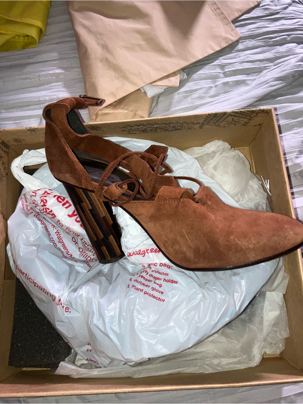 Free People Rust Brown Suede Pointed-Toe Lace-Up Heels